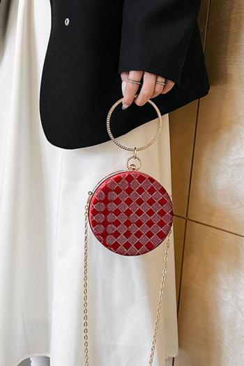 stylish new 5 color rhinestone decor round shape lock buckle crossbody handbag