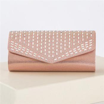 stylish new 4 colors rhinestone decor magnetic button clutches bag