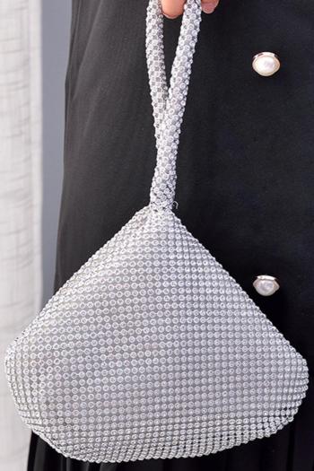stylish new 3 colors rhinestone decor zip-up clutches bag