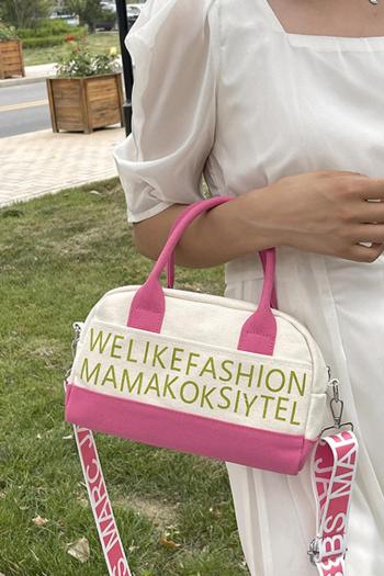 stylish new 4 colors canvas letter printing zip-up adjustable crossbody handbag