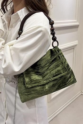 stylish new bamboo leaf pattern velvet magnetic button shoulder bag