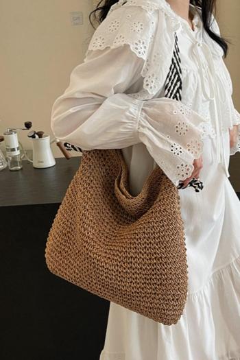 stylish new beach straw high-capacity magnetic button shoulder bag