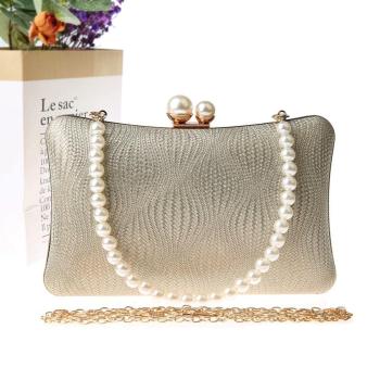 stylish new 5 colors pearl chain lock buckle clutches bag