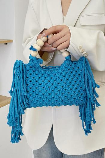 stylish new 5 colors tassels decor open design beach weave handbag