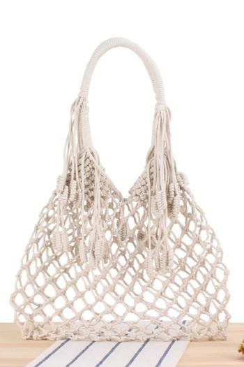 stylish new solid color weave tassels decor beach straw shoulder bag
