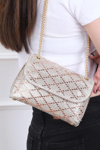 stylish new 3 colors rhinestone decor magnetic button metal chain shoulder bag