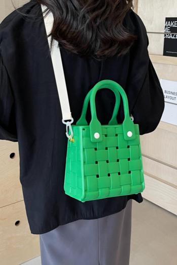 stylish new 4 colors weave plastic open design crossbody handbag