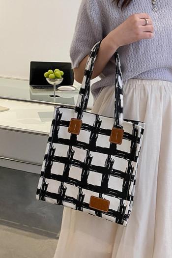 stylish new lattice canvas pattern magnetic button high-capacity shoulder bag