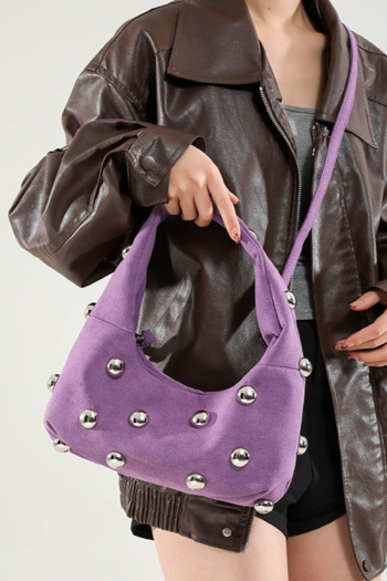 Stylish new 6 colors ball rivet decor magnetic button crossbody handbag