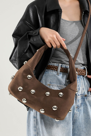 Stylish new 6 colors ball rivet decor magnetic button crossbody handbag