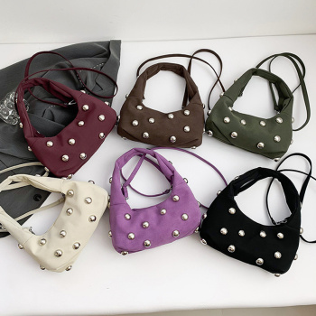 Stylish new 6 colors ball rivet decor magnetic button crossbody handbag