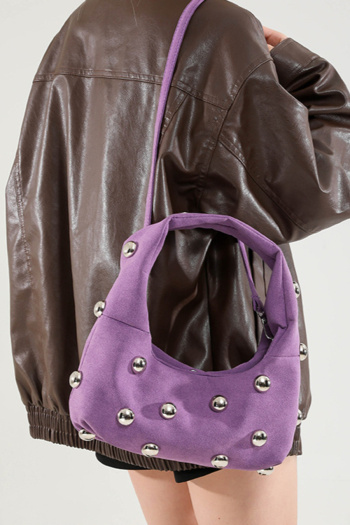 Stylish new 6 colors ball rivet decor magnetic button crossbody handbag