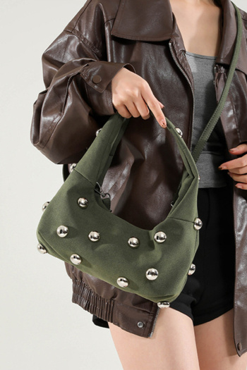 Stylish new 6 colors ball rivet decor magnetic button crossbody handbag