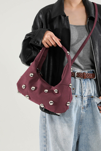 Stylish new 6 colors ball rivet decor magnetic button crossbody handbag