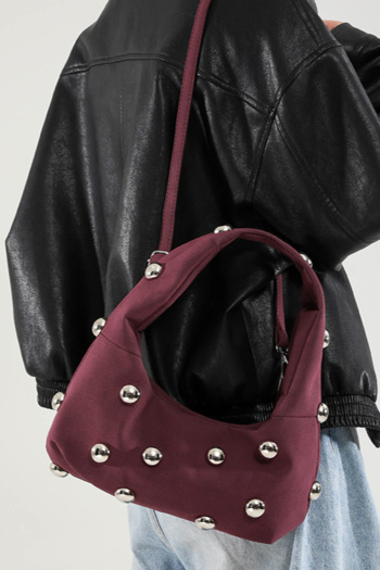 Stylish new 6 colors ball rivet decor magnetic button crossbody handbag
