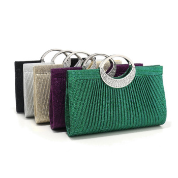 stylish new 5 colors rhinestone decor handle clutches bag