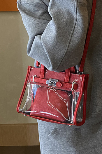 stylish new 5 colors pu stitching pve zip-up crossbody handbag