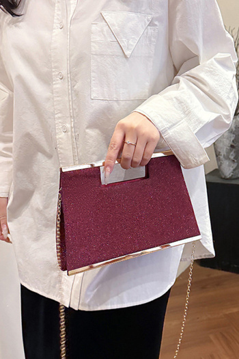stylish new 4 colors sparkling magnetic button metal chain crossbody handbag
