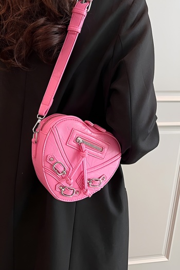 chic trend pu leather 4 colors heart shape rivet decor shoulder bag
