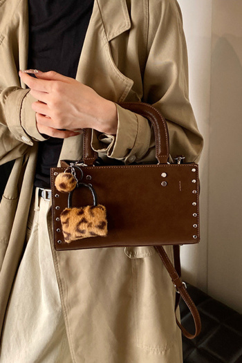 stylish new 3 colors plush mini bag pendant zip-up rivet crossbody handbag
