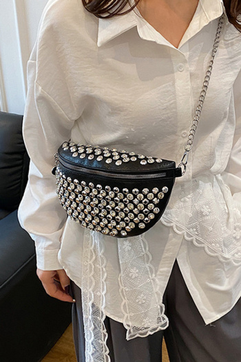 stylish new 5 colors pu rhinestone decor zip-up crossbody bag