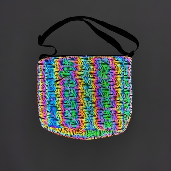 one pc chic zebra stripe reflective fabric tote bag 35*11*34cm