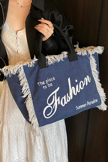 stylish new letter printing tassels decor high-capacity tote bag