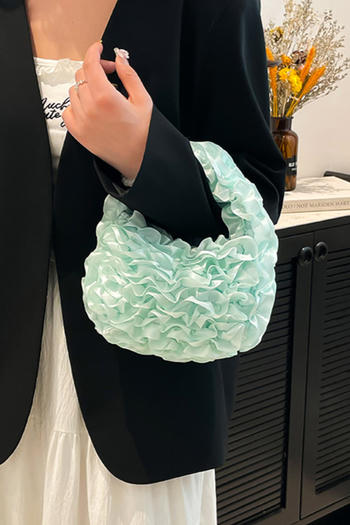stylish new 8 colors pleated solid color zip-up shoulder bag