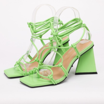 Summer new four colors peep toe lace-up stylish high-heel sandals (Heel height:10CM)