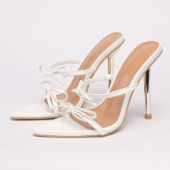 Summer new four colors pointed lace-up stylish high-heel sandals (Heel height:10CM)