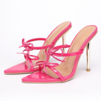 Summer new four colors pointed lace-up stylish high-heel sandals (Heel height:10CM)