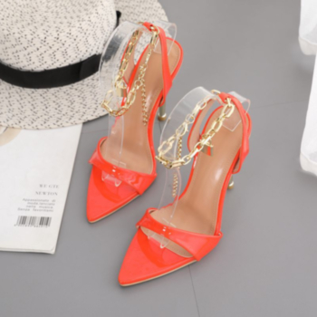 Summer new six colors pointed metal chain buckle stylish high-heel sandals (Heel height:10.5CM)