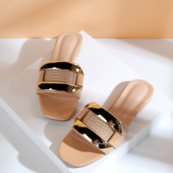 New five colors peep toe gold buckle accessories stylish slippers