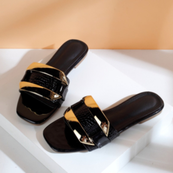 New five colors peep toe gold buckle accessories stylish slippers
