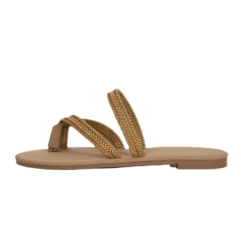 Summer peep toe woven stylish minimalist flat slippers