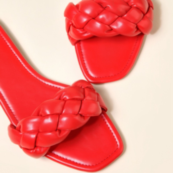 Summer solid color woven upper peep toe stylish minimalist slippers