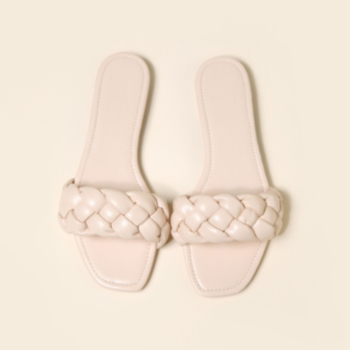 Summer solid color woven upper peep toe stylish minimalist slippers