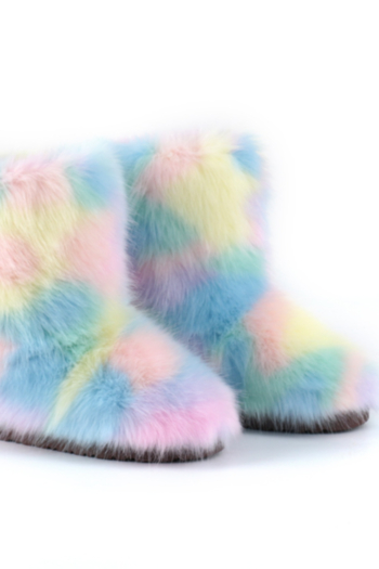 Winter new colorful plush sweet stylish warm midi-upper snow boots 7#