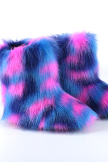 Winter new colorful plush sweet stylish warm midi-upper snow boots 8#