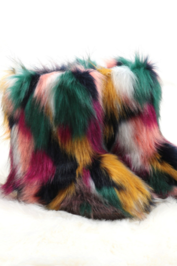 Winter new colorful plush sweet stylish warm midi-upper snow boots 10#