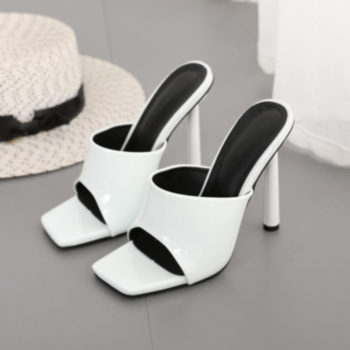 New solid color peep toe square high-heel sandals (Heel height:11CM)