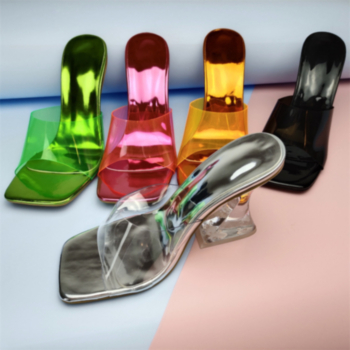 new five colors transparent upper stylish high heels sandals (heel height:10.5cm)