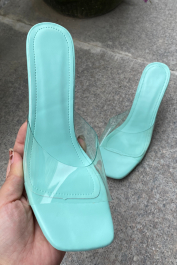 summer four colors transparent upper peep toe high-heel sandals (heel height:6.5cm)
