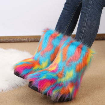 Winter multicolor midi-upper stylish warm fur snow boots 1#