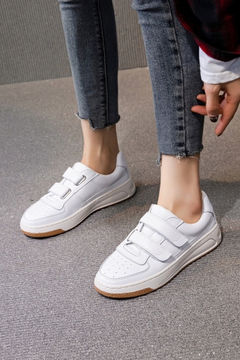 spring new two colors velcro design leather upper thick bottom stylish casual high quality sneakers