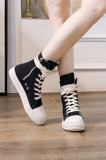 eur40-eur44 spring new high upper thick bottom zip-up side stylish high quality canvas shoes
