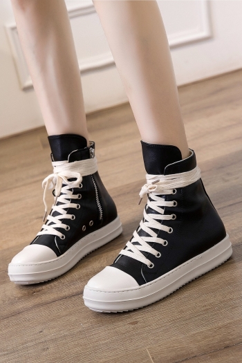 EUR40-EUR44 spring new pu leather high upper thick bottom zip-up side stylish high quality sneakers