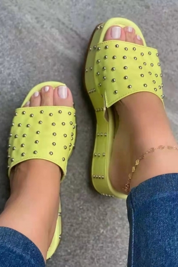 summer new six colors rivet decor thick bottom peep toe stylish slippers (heel height:6cm)