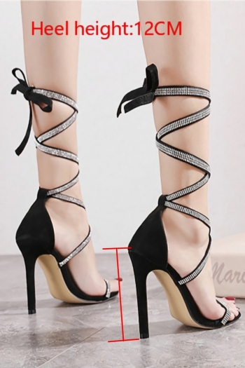Summer new rhinestone decor peep toe strappy stylish high-heel sandals (heel height:12cm)