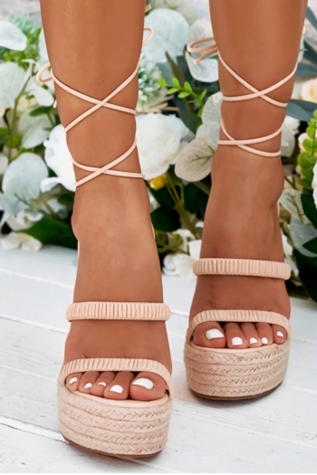 summer new three colors peep toe woven thick bottoms strappy fashion high-heel sandals((front heel height:4cm,back heel height:14cm)